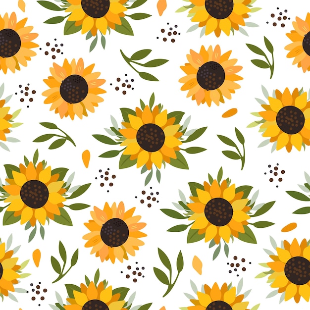 Patrón de girasoles de verano | Vector Premium