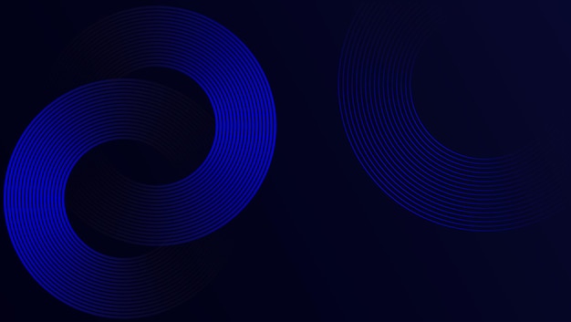 patrón de gradiente azul de onda circular abstracta arte de líneas minimalista diseño de fondo oscuro