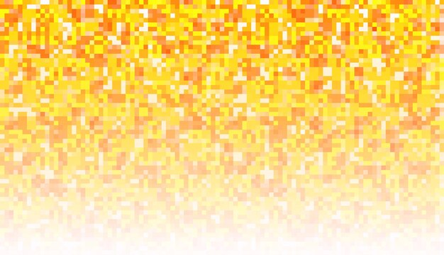 Un patrón de gradiente pixelado de cuadrados naranja y amarillo que se desvanece en blanco en la parte inferior
