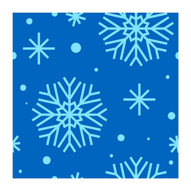 El patrón gráfico de copos de nieve azules representa varios diseños de copas de nieve azul claro de formas geométricas