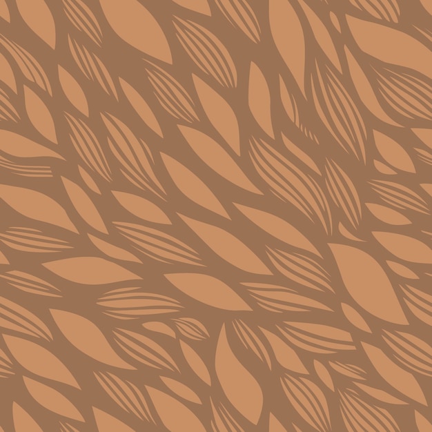 El patrón gráfico de hojas y olas patrón vectorial sin costuras beige dibujado a mano