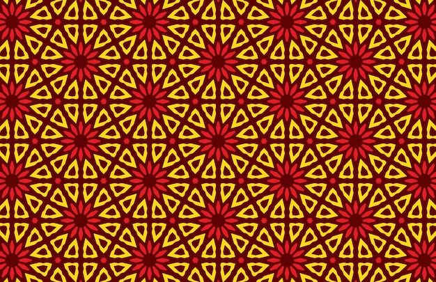 Patrón grunge rojo y amarillo mandala sin costuras