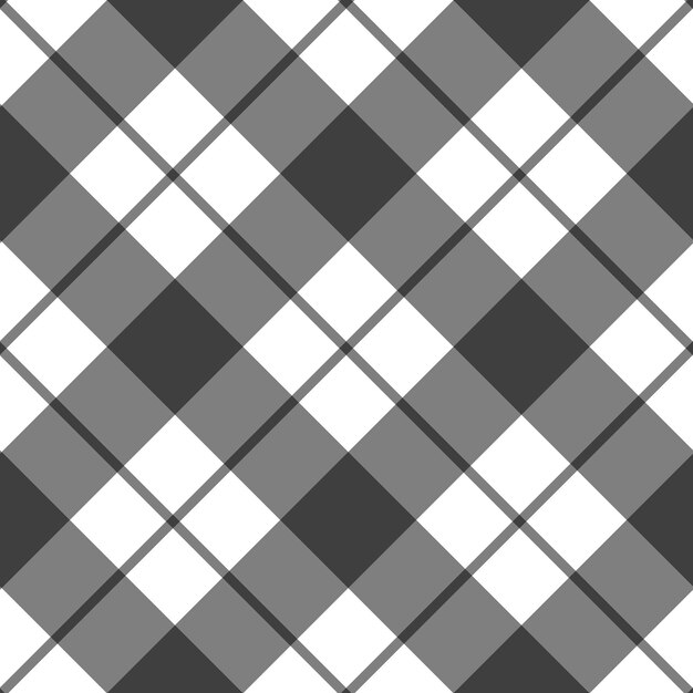 Patrón de guinga sin costuras en blanco y negro Diseño de rombos con estampado de tartán textil de tela a cuadros