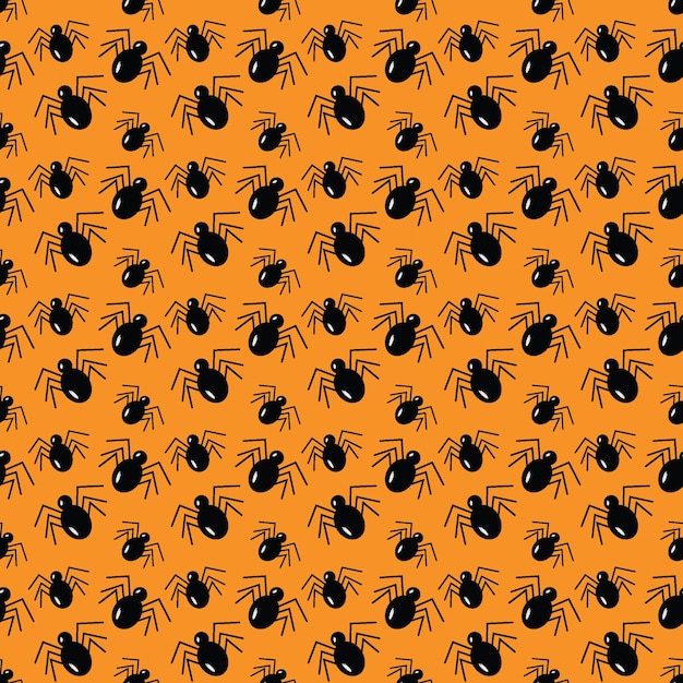 Patrón de halloween sin costuras de arañas sobre un fondo naranja muestra de textura repetitiva