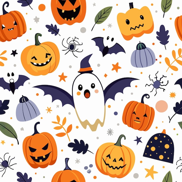 El patrón de Halloween de los fantasmas de las calabazas espeluznantes