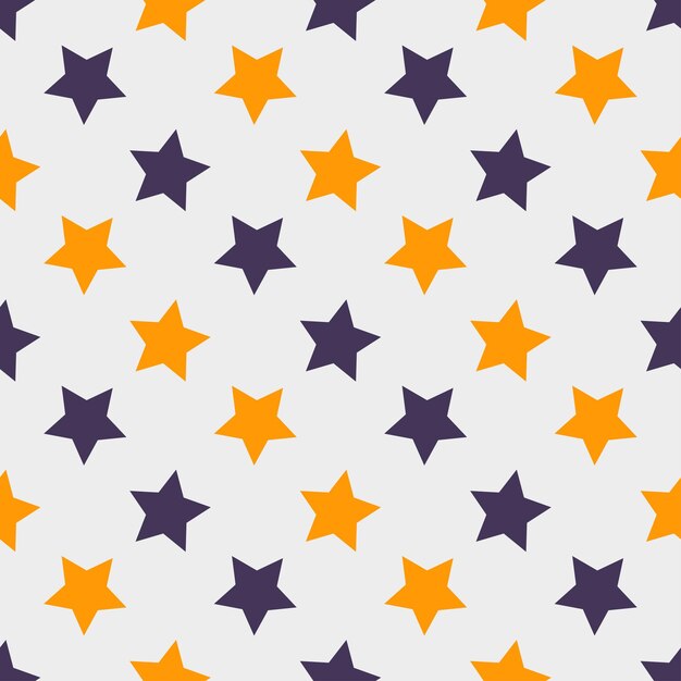 Patrón de halloween sin fisuras con estrellas, textura sin fin. El fondo vectorial se puede utilizar para papel tapiz, rellenos, páginas web, superficies, álbumes de recortes, tarjetas navideñas, invitaciones y diseño de fiestas.
