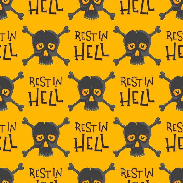 Patrón de Halloween de patrones sin fisuras con letras calavera y tibias cruzadas Perfecto para volantes estampados
