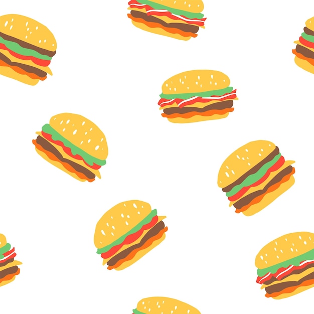 Vector patrón de hamburguesa. ilustración perfecta. conjunto de vectores.