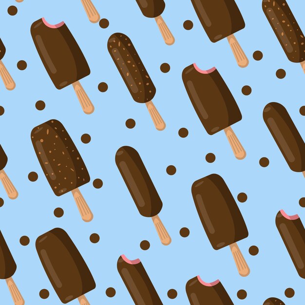 Patrón de helado de chocolate en estilo plano imagen vectorial