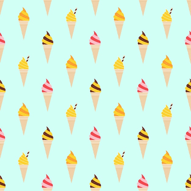 Patrón de helado, fondo colorido verano. Ilustración de estilo elegante y de lujo.