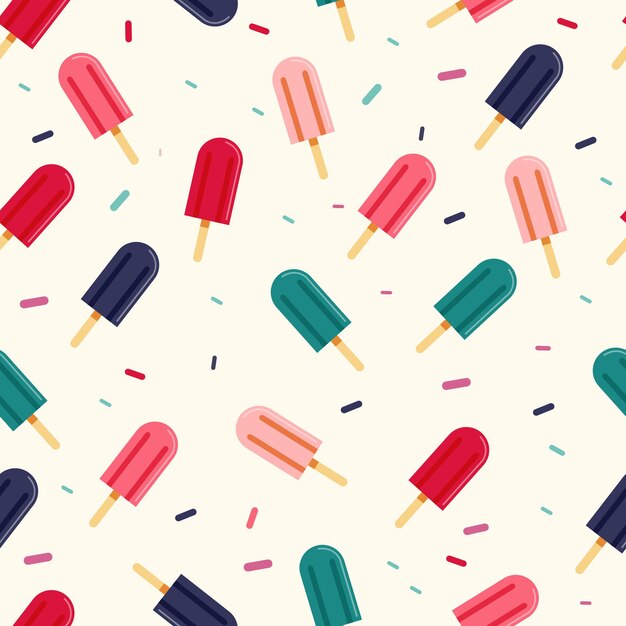 Patrón de helado con íconos coloridos que se repiten