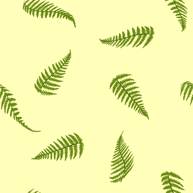 Vector patrón de helecho amarillo fondo de plantas tropicales coloridas