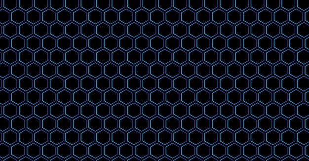un patrón hexagonal azul con un patrón he xagonal en el fondo negro