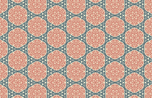 Patrón hexagonal azul y rojo
