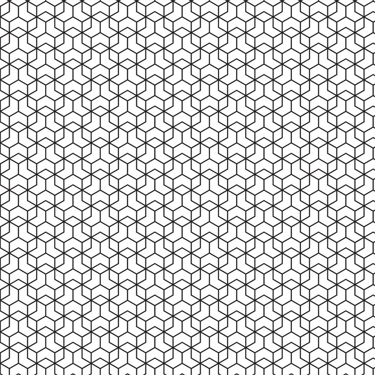 Patrón hexagonal monocromático entrelazado geométrico abstracto plantilla vectorial