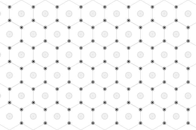 Patrón hexagonal con puntos y líneas