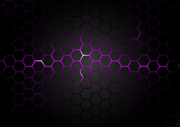 Vector patrón hexagonal sobre fondo de magma púrpura