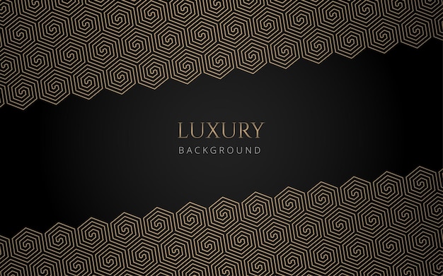 Patrón de hexágono negro y dorado abstracto de lujo Plantilla de fondo premium formal para invitación
