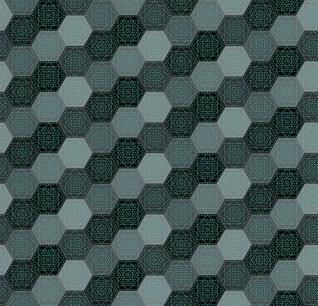 Patrón de hexágonos punteados negros y grises