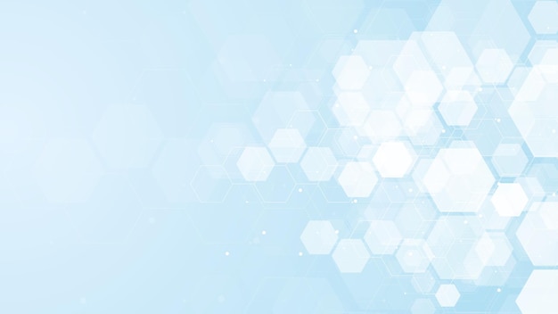 Patrón de hexágonos sobre fondo azul Estructura molecular de investigación genética