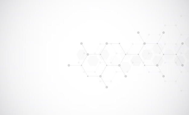 Patrón de hexágonos sobre fondo gris Estructura molecular de investigación genética