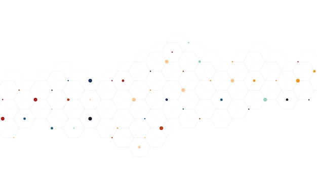 Patrón de hexágonos sobre fondo gris Investigación genética estructura molecular Ingeniería química Concepto de tecnología de innovación Utilizado para el diseño de ciencias de la salud y antecedentes de medicina