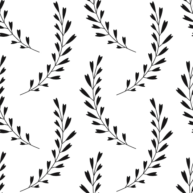 Patrón de hierba transparente de vector sobre fondo blanco patrón de arte blanco y negro