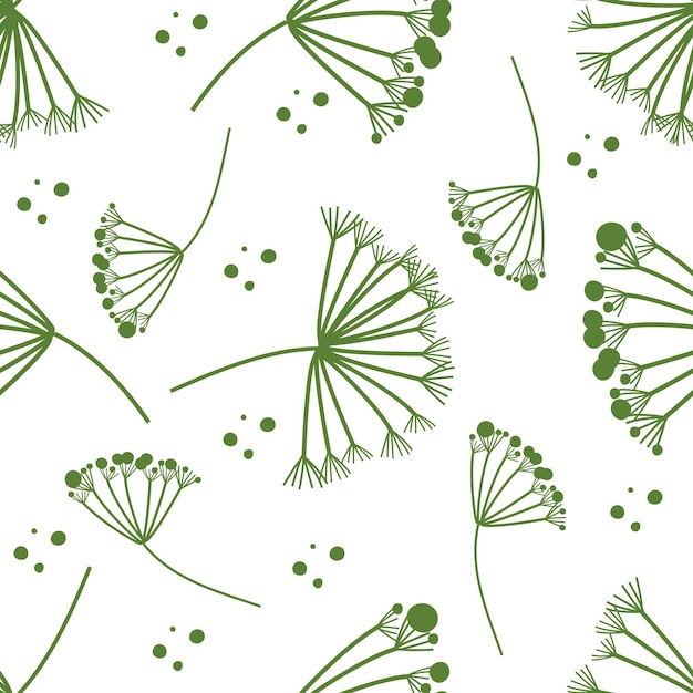 Vector patrón con hierbas con ilustración de vector de eneldo