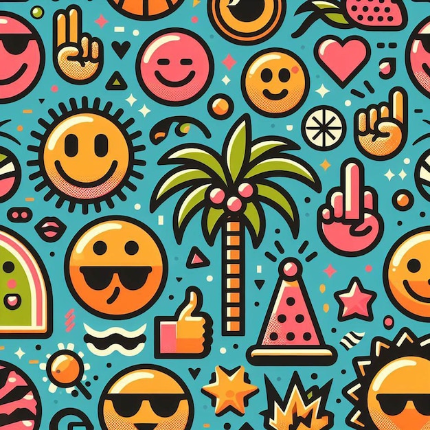 patrón hiperrealista de emoticon sonriente emoji avatar diseño de fantasía textura de tela sin costuras