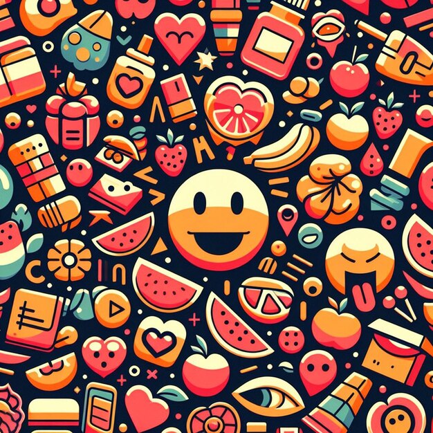 patrón hiperrealista de emoticon sonriente emoji avatar diseño de fantasía textura de tela sin costuras