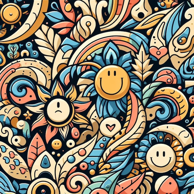 patrón hiperrealista de emoticon sonriente emoji avatar diseño de fantasía textura de tela sin costuras