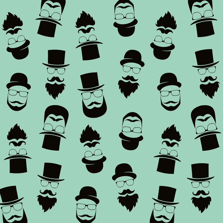 Patrón de hipster barbudo con gafas bigotes sombrero Fondo de caballero