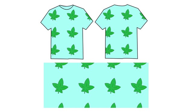 Vector patrón de hoja de camiseta de diseño lindo