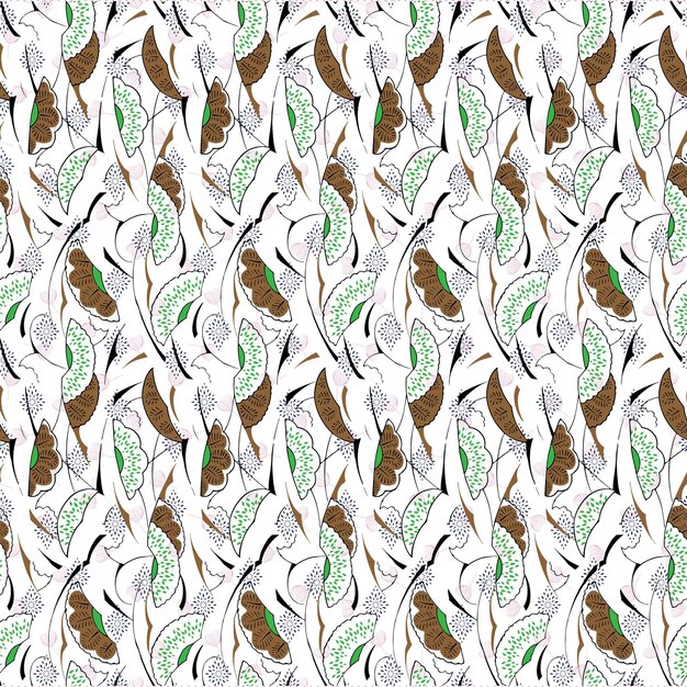 Patrón de hoja sin costuras en fondo diseño textil hermoso estilo étnico colorido sin costuras floral hecho a mano patrón sin costuras