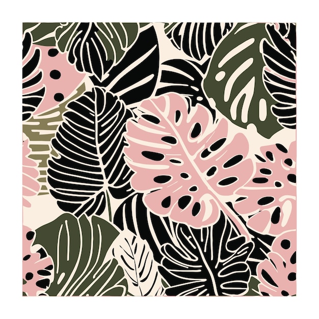 Patrón de hoja de monstera botánica en decoración de hogar textil púrpura y verde