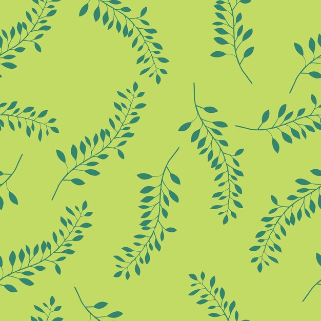 Patrón de hoja de planta verde de patrones sin fisuras con hojas y ramas ilustración vectorial de stock