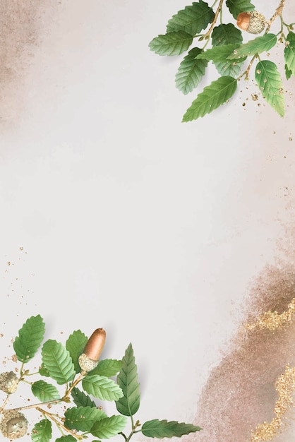 Patrón de hoja de roble dibujado a mano en vector de fondo beige