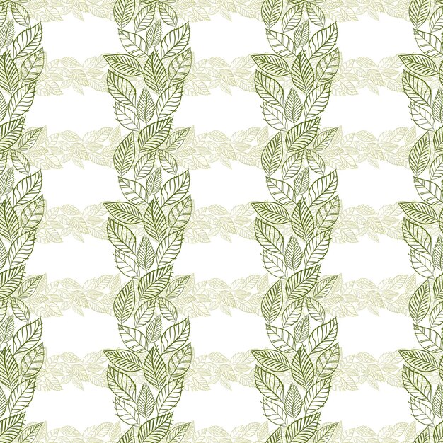 Patrón de hojas sin costura papel tapiz floral vector dibujado a mano