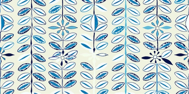Patrón de hojas florales azules