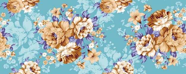 Patrón con hojas y flores Arte vectorial dibujado a mano