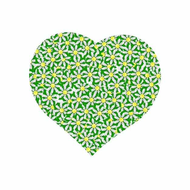 Patrón de hojas y flores en forma de corazón Imagen abstracta de hoja y flor