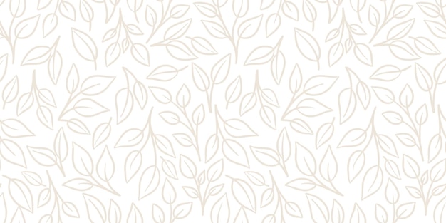 Patrón de hojas fondo natural blanco sin costuras con hojas estandarte natural