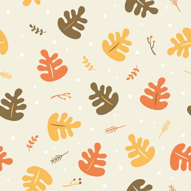 Patrón de hojas de otoño sin costuras en estilo doodle