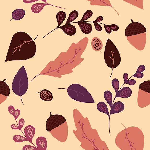 Patrón de hojas de otoño Ilustración vectorial para tela de diseño o papel de regalo