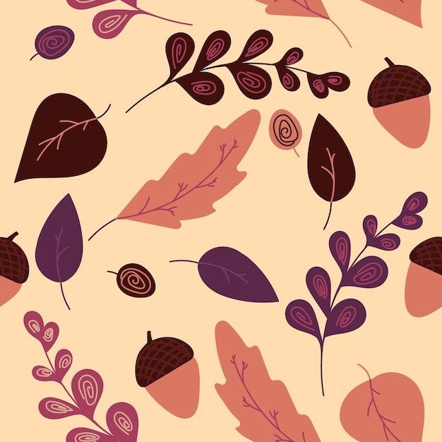 Patrón de hojas de otoño ilustración vectorial para tela de diseño o papel de regalo