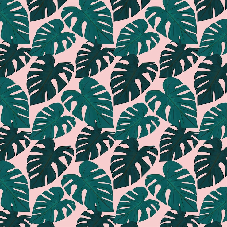 patrón de hojas tropicales con fondo pastel