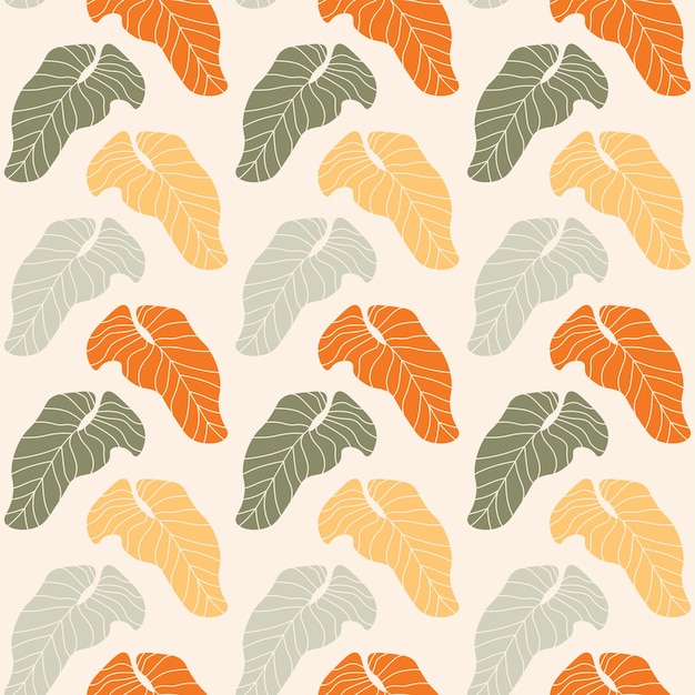 Patrón de hojas de vectores tropicales