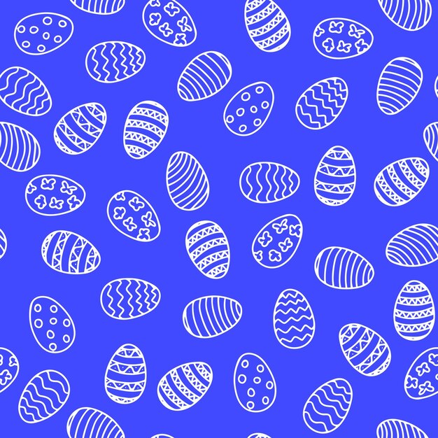 Patrón de huevo de garabato sin costuras. Fondo mínimo de Pascua con huevos dibujados a mano. ilustración vectorial