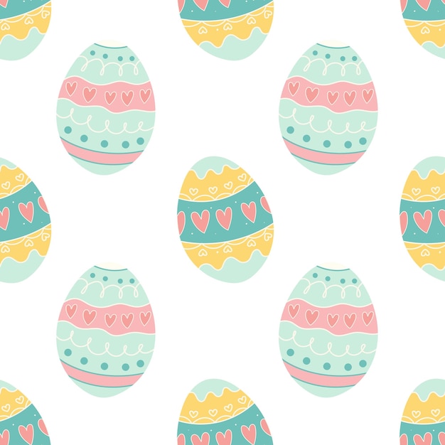 Patrón de huevo de Pascua pastel Huevo decorativo dibujado a mano para diseños digitales y textiles