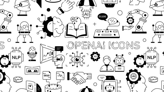 Un patrón de IA sin problemas diseñado con dispositivos inteligentes y tecnología de aprendizaje automático.